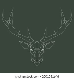 Polygonal deer head. Linear deer. Low poly animal. Polygonal logo.		