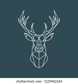 Polygonal deer portrait. Geometric animal illustration. Reindeer poster. Scandinavian style. Vector print.