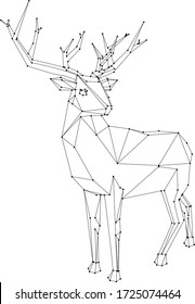 Polygonal Deer Print with dots. Scandinavian style poster. Geometric vector illustration isolated.