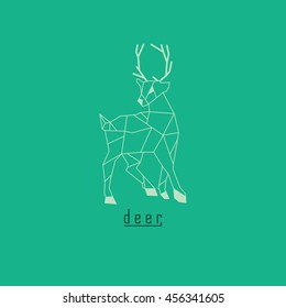 Polygonal deer and text with green background