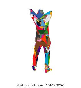 Polygonal Design. Geometric Design. Business, Science and Technology Vector Illustration. 3d Polygonal Covering Skin. Human Polygon Body. Human Body Wire Model.