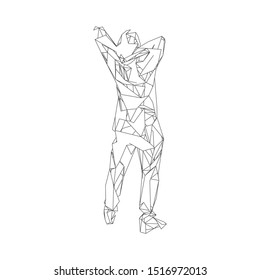 Polygonal Design. Geometric Design. Business, Science and Technology Vector Illustration. 3d Polygonal Covering Skin. Human Polygon Body. Human Body Wire Model.