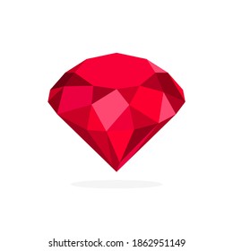 polygonal diamond art. Vector illustration of a 3D diamond icon. low poly red diamond.