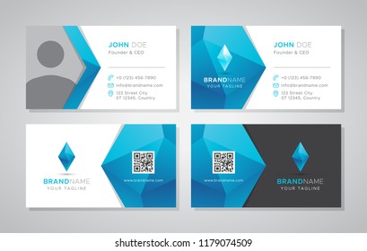 Polygonal diamond business card with photo
