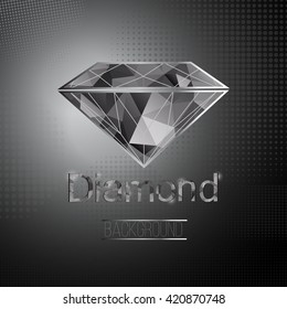  Polygonal diamond on black dotted background.