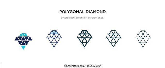 polygonal diamond shape of small triangles icon in different style vector illustration. two colored and black polygonal diamond shape of small triangles vector icons designed in filled, outline,