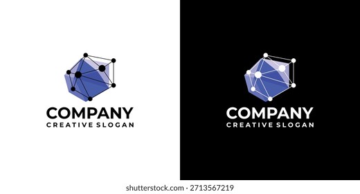 Logotipo de red digital poligonal Puntos de conexión coloridos Plantilla de Vector moderna
