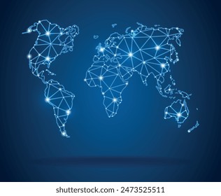 Polygonal digital network world map
