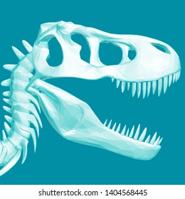 Polygonal dinosaur head. Skull of a prehistoric dinosaur. 3D. Vector illustration