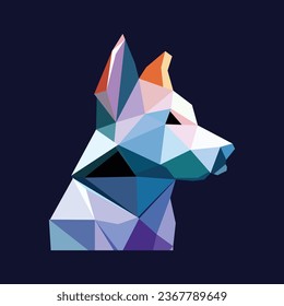Polygonal dog head logo , dog logo