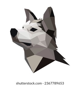 Polygonal dog head logo , dog logo