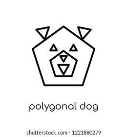polygonal dog icon. Trendy modern flat linear vector polygonal dog icon on white background from thin line Geometry collection, outline vector illustration