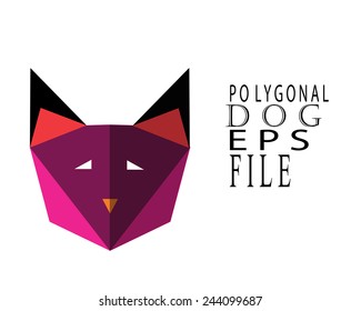 polygonal dog illustration over color background