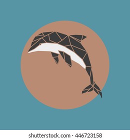 Polygonal dolphin icon. Geometry design. Vector illustration. 