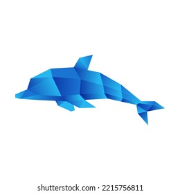 Polygonal dolphin logo design vector