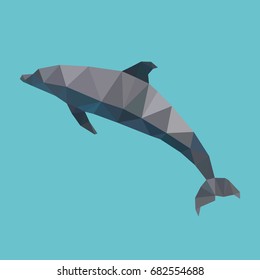 polygonal dolphin, polygon geometric sea animal, isolated vector