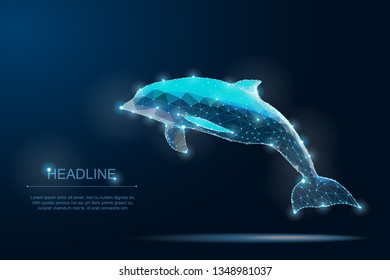 Polygonal dolphin. Save the Planet. Ocean Life. Clean Water. Wildlife. Vector Illustration