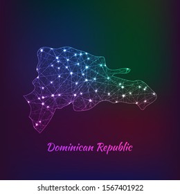 Polygonal Dominican Republic Map. Vector Illustration Low Poly Color Rainbow on Abstract Background. Vector Eps10.