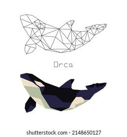 Polygonal drawing of killer whale