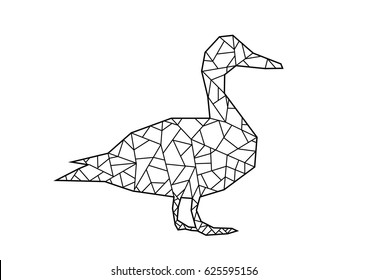 Polygonal Duck Farm Animal. Editable Clip Art.