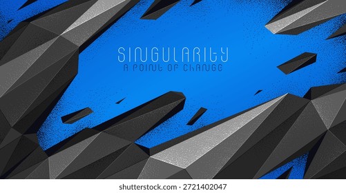 Formas de caos dinámico poligonal Fondo abstracto de Vector, Fondo de pantalla dimensional 3D de bajo contenido de poli con forma rota en movimiento y energía.