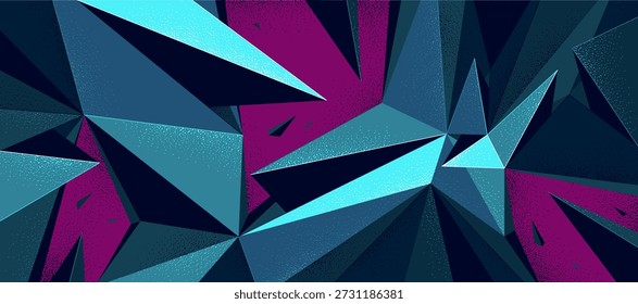 Caos dinâmico poligonal formas vetor abstrato fundo, papel de parede de baixa dimensão 3D poli com forma quebrada em movimento e energia.