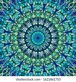 Polygonal dynamic circular mosaic pattern mandala background design - abstract psychedelic colorful vector graphic from triangle tiles