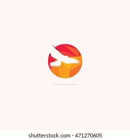 Polygonal Eagle logo, colorful low poly bird vector design