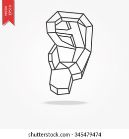 Polygonal ear isolated on white background. Vector illustration.
