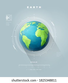 Polygonal Earth Hemisphere Infographics With Scale