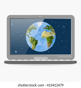 Polygonal Earth in laptop