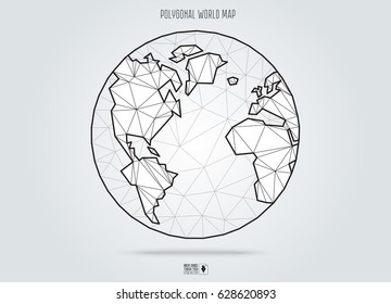 Polygonal Earth planet. Low poly design. Vector Illustration.