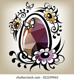 Polygonal Easter egg with flowers and butterflies.