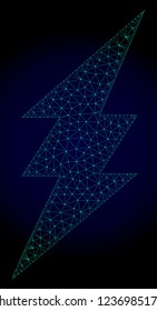 Polygonal electric spark illustration with quick speed effect. Abstract mesh lines, triangles and points on dark background with electric spark designed for modern abstract with symbols of speed,