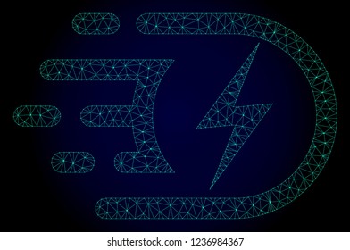 Polygonal electric voltage illustration with fast speed effect. Abstract mesh lines, triangles and points on dark background with electric voltage designed for modern abstract with symbols of speed,