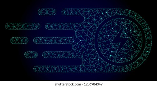 Polygonal electrical power illustration with fast speed effect. Abstract mesh lines, triangles and points on dark background with electrical power designed for modern abstract with symbols of speed,