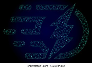 Polygonal electrical power illustration with fast speed effect. Abstract mesh lines, triangles and points on dark background with electrical power designed for modern abstract with symbols of speed,