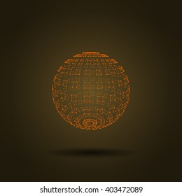 Polygonal Element. Sphere with Lines and Dots