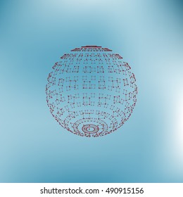 Polygonal Element. Sphere with Lines and Dots