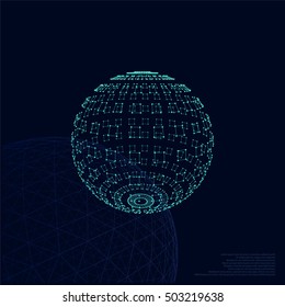 Polygonal Element. Sphere with Lines and Dots