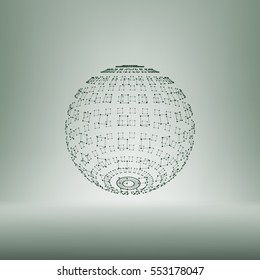 Polygonal Element. Sphere with Lines and Dots