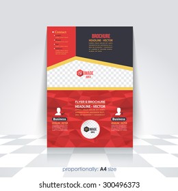 Polygonal Elements A4 Flyer, Brochure. Cover Template, Corporate Leaflet Design Template 