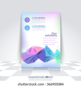 Polygonal Elements Colorful Catalog Cover. Elegant Business A4 Flyer and Brochure. Corporate Leaflet Background 