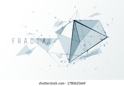 Polygonal elements vector abstract background, low poly 3D object, connected lines in perspective fractal design element, mesh lattice net technology theme.