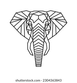 Polygonal Elephant. Geometric line animal. Vector illustration.