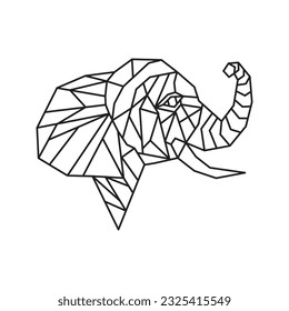 Polygonal Elephant. Geometric line animal. Vector illustration.