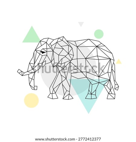 Polygonal elephant geometric logo triangle vector silhouette creative banner. Elephant origami technology design.