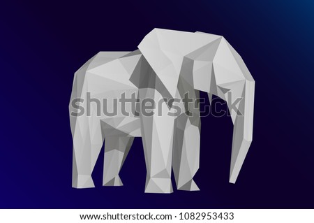 Polygonal elephant. Low poly, geometric illustration. Vector animals