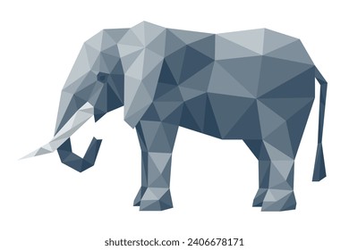 Polygonal Elephant. Low poly illustration.