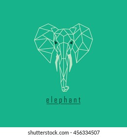 Polygonal elephant and text with green background